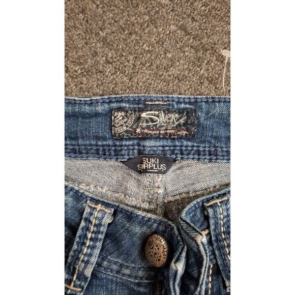 Silver Jeans Suki Surplus Flare Leg Womens 27x30 Blue Denim Low Rise - Picture 3 of 4